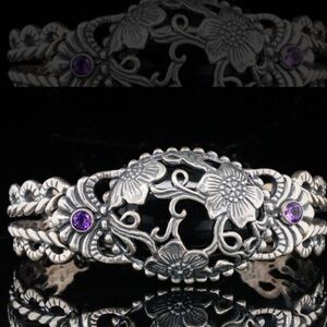Carolyn Pollack Sterling, Onyx and Amethyst Bracelet